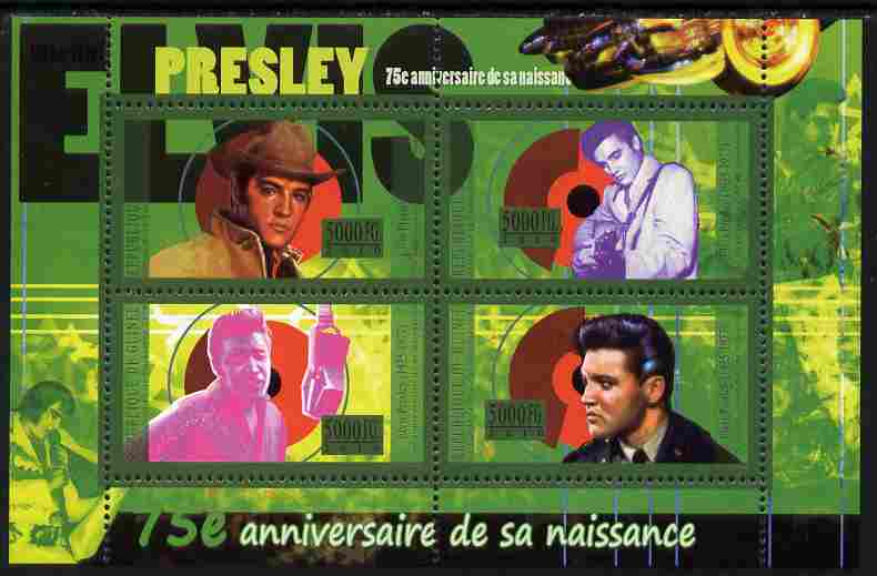 Guinea - Conakry 2010 75th Birth Anniversary of Elvis Presley perf sheetlet containig 4 values unmounted mint Michel 7967-70