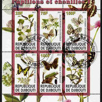 Djibouti 2011 Butterflies & Caterpillars #1 perf sheetlet containing 6 values fine cto used