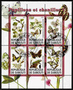 Djibouti 2011 Butterflies & Caterpillars #1 perf sheetlet containing 6 values fine cto used