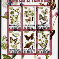 Djibouti 2011 Butterflies & Caterpillars #1 imperf sheetlet containing 6 values unmounted mint