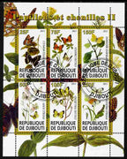 Djibouti 2011 Butterflies & Caterpillars #2 perf sheetlet containing 6 values fine cto used