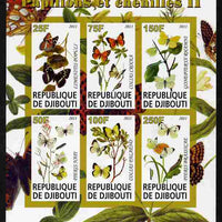 Djibouti 2011 Butterflies & Caterpillars #2 imperf sheetlet containing 6 values unmounted mint