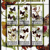 Djibouti 2011 Butterflies & Caterpillars #4 perf sheetlet containing 6 values fine cto used
