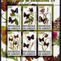 Djibouti 2011 Butterflies & Caterpillars #4 perf sheetlet containing 6 values unmounted mint