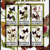 Djibouti 2011 Butterflies & Caterpillars #4 imperf sheetlet containing 6 values unmounted mint