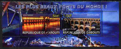 Djibouti 2011 Bridges of the World #1 perf sheetlet containing 2 values fine cto used