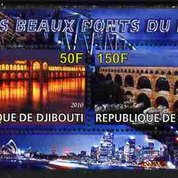 Djibouti 2011 Bridges of the World #1 perf sheetlet containing 2 values unmounted mint