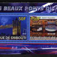 Djibouti 2011 Bridges of the World #2 perf sheetlet containing 2 values unmounted mint
