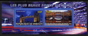 Djibouti 2011 Bridges of the World #2 perf sheetlet containing 2 values unmounted mint