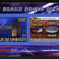 Djibouti 2011 Bridges of the World #2 imperf sheetlet containing 2 values unmounted mint