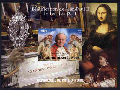 Ivory Coast 2011 Beatification of Pope John Paul II #1 imperf m/sheet unmounted mint. Note this item is privately produced and is offered purely on its thematic appeal
