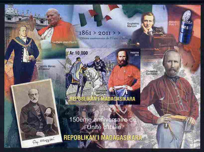 Madagascar 2011 150th Anniversary of Kingdom of Italy imperf m/sheet unmounted mint. Note this item is privately produced and is offered purely on its thematic appeal
