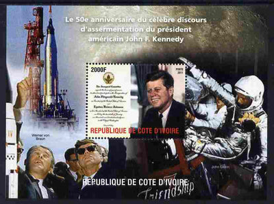 Ivory Coast 2011 50th Death Anniversary of John Kennedy #2 perf m/sheet unmounted mint. Note this item is privately produced and is offered purely on its thematic appeal