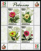 Angola 2011 Flowers - Peonies perf sheetlet containing set of 4 with Asian Stamp Exhibition logo in margin unmounted mint