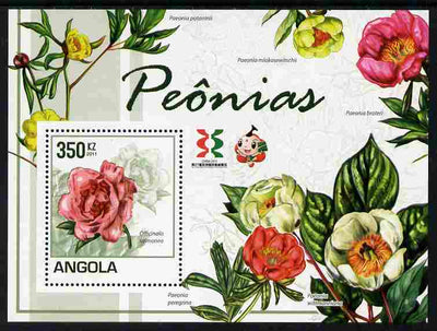 Angola 2011 Flowers - Peonies perf m/sheet with Asian Stamp Exhibition logo in margin unmounted mint