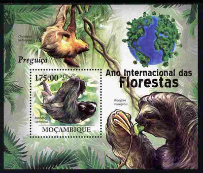 Mozambique 2011 International Year of the Forest - Sloths perf m/sheet unmounted mint, Michel BL424