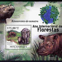 Mozambique 2011 International Year of the Forest - Rhinoceros perf m/sheet unmounted mint, Michel BL421
