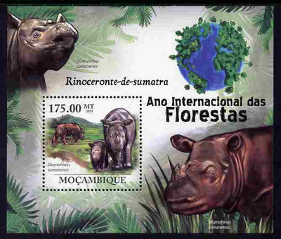 Mozambique 2011 International Year of the Forest - Rhinoceros perf m/sheet unmounted mint, Michel BL421