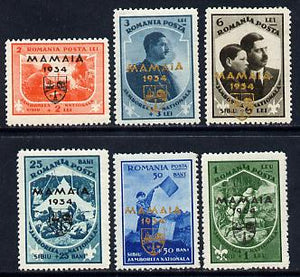 Rumania 1934 Mamaia Scout Jamboree Fund set of 6 unmounted mint, SG 1289-94, Mi 468-73