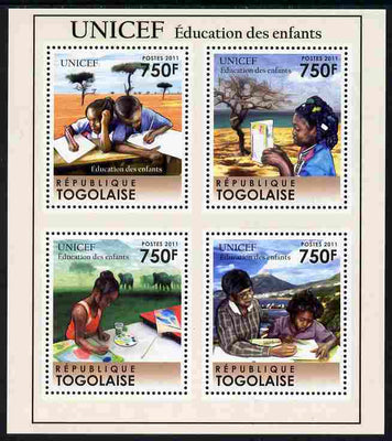 Togo 2011 UNICEF - Education for Children perf sheetlet containing 4 values unmounted mint