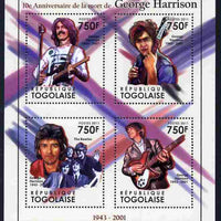 Togo 2011 Tenth Death Anniversary of George Harrison perf sheetlet containing 4 values unmounted mint