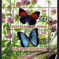 Chad 2011 Butterflies #4 perf sheetlet containing 2 values cto used