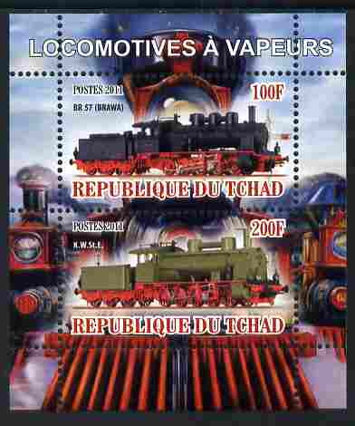 Chad 2011 Steam Locomotives perf sheetlet containing 2 values unmounted mint