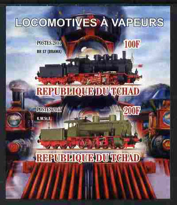 Chad 2011 Steam Locomotives imperf sheetlet containing 2 values unmounted mint