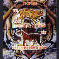 Chad 2011 Tigers perf sheetlet containing 2 values cto used