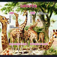 Chad 2011 Giraffes imperf sheetlet containing 2 values unmounted mint