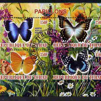 Chad 2011 Butterflies #2 perf sheetlet containing 4 values cto used