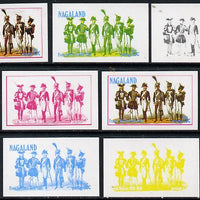 Nagaland 1977 French Militia 25c set of 7 imperf progressive colour proofs comprising the 4 individual colours plus 2, 3 and all 4-colour composites unmounted mint