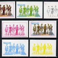 Nagaland 1977 French Militia 50c set of 7 imperf progressive colour proofs comprising the 4 individual colours plus 2, 3 and all 4-colour composites unmounted mint