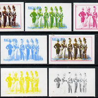 Nagaland 1977 French Militia 1ch set of 7 imperf progressive colour proofs comprising the 4 individual colours plus 2, 3 and all 4-colour composites unmounted mint