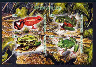Chad 2011 Frogs #1 imperf sheetlet containing 4 values unmounted mint
