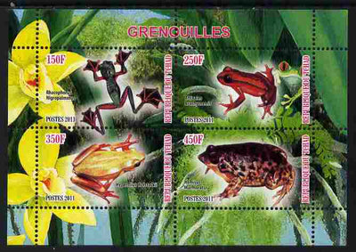 Chad 2011 Frogs #2 perf sheetlet containing 4 values unmounted mint