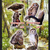 Chad 2011 Owls imperf sheetlet containing 4 values unmounted mint