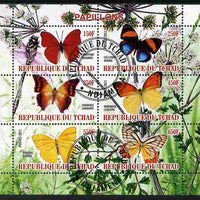 Chad 2011 Butterflies #6 perf sheetlet containing 6 values cto used