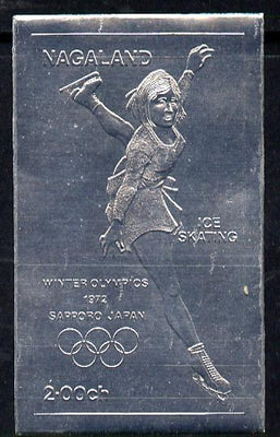 Nagaland 1972 Olympics (Ice Skating) 2ch value embossed in silver foil (imperf) unmounted mint