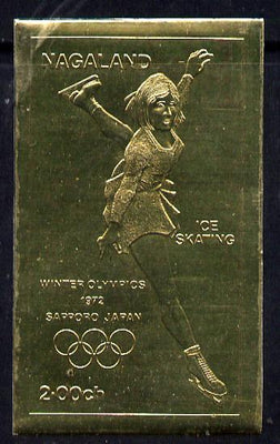 Nagaland 1972 Olympics (Ice Skating) 2ch value embossed in gold foil (imperf) unmounted mint