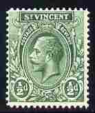 St Vincent 1913-17 KG5 1/2d green watermarked MCA unmounted mint SG 108