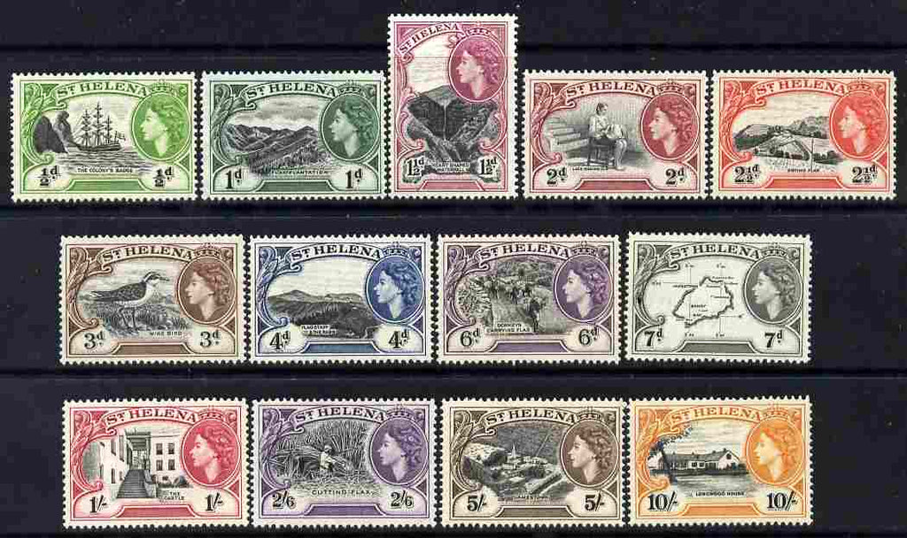 St Helena 1953-59 QEII definitive set complete 13 values,unmounted mint SG153-65