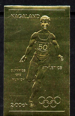 Nagaland 1972 Olympics (Athletics) 2ch value embossed in gold foil (imperf) unmounted mint