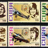 Cuba 2011 Indipex Stamp Exhibition - Aviators & their Planes perf set of 6 unmounted mint