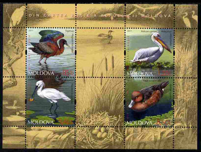 Moldova 2011 Water Birds perf sheetlet containing 4 values & 2 labels unmounted mint