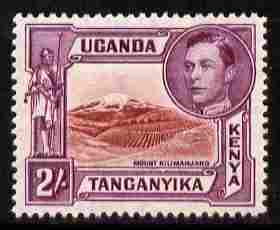 Kenya, Uganda & Tanganyika 1938-54 KG6 Mt Kilimanjaro 2s lake-brown & brown-purple P14 mounted mint SG 146a