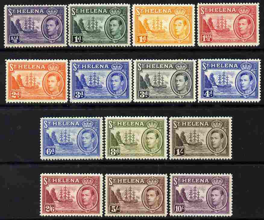 St Helena 1938-44 KG6 definitive set complete 14 values lightly mounted mint SG 131-140
