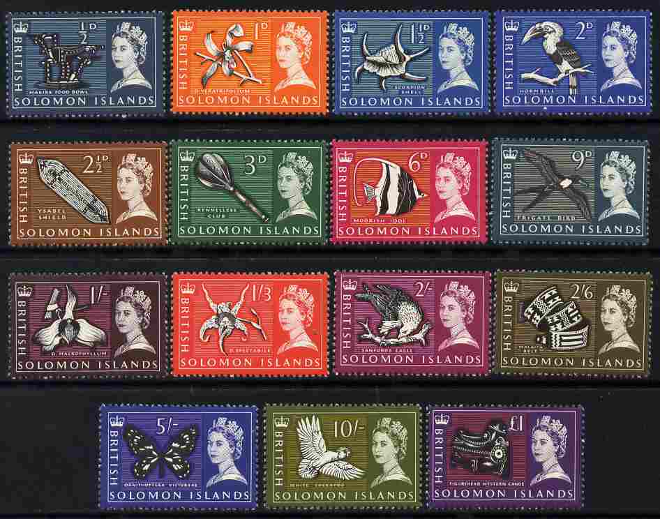 Solomon Islands 1965 Sterling definitive set complete 15 values unmounted mint SG 112-26