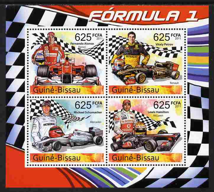 Guinea - Bissau 2011 Formula 1 perf sheetlet containing 4 values unmounted mint