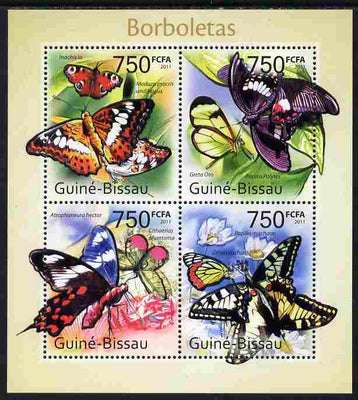 Guinea - Bissau 2011 Butterflies #1 perf sheetlet containing 4 values unmounted mint